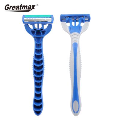 China Greatmax Handle Women Plastic Safety Triple Blade Disposable Blade Maquinilla De Afeitar Desechable 3 Razor Men Shaving Razor for sale