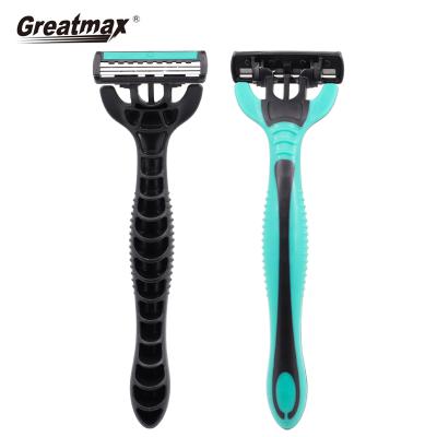 China Greatmax Handle Women Plastic Safety Triple Blade Disposable Blade Maquinilla De Afeitar Desechable 3 Razor Men Shaving Razor for sale