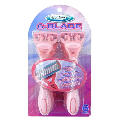 China Six blades hot selling 6 pieces of with six blades disposable razors with pisau cukur for sale