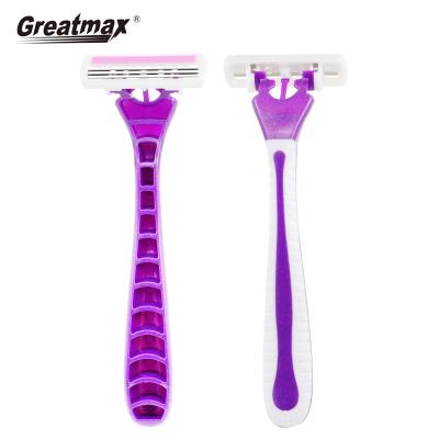 China Greatmax Handle Women Safety Plastic Women Triple Blade Disposable Blade Maquinilla De Afeitar Desechable 3 Razor Shaving Razor for sale