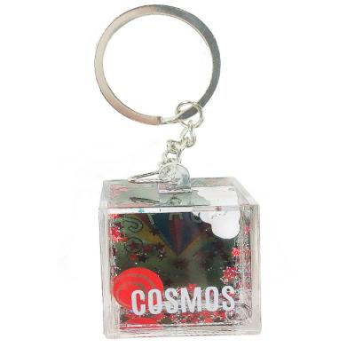 China Astronaut Cube Key Chain Personality Car Chain Lock Pendant Key Chain Ring Men and Women's Briefcase Quicksand Charm 3.5cm*5cm for sale