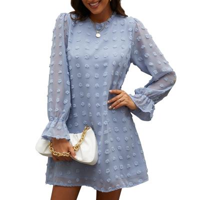 China Amazon New Anti-Static Bubble Summer Long Sleeve Chiffon Jacquard Bottoming Casual Women Summer Dresses 2022 for sale