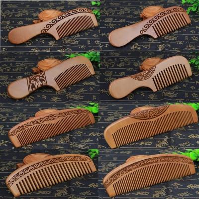 China 1 PC Natural Peach Wood Handcrafted Fine Tooth Comb Anti-Static Massage Classic Head Comb Hair Styling Hair Care Tool LGY023 for sale