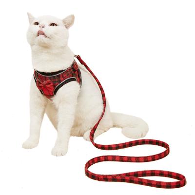 China Dog Cat Harness Leash Breathable Vest Chest Dress Strap Plaid Custom Korean Edition Fashion for sale