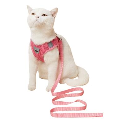 China Factory Price Custom Air Mesh Adjustable Harness Pink Wholesale Pet Cat Harness for sale