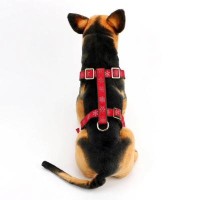 China 2022 Newest Dog Harness Personalized Premium Red Green Snowflake Printing Dog Harness Polyester Dog Harness for sale