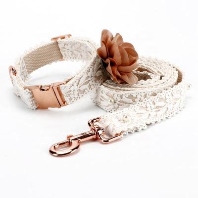 China 2021 fashion DETACHED style lace and pearl dog collar and floral factory leash for sale