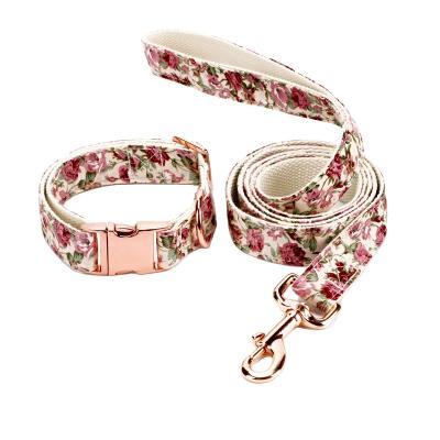 China 2021 New Cotton DETACHED Belt Dog Customizable Dog Leash With Floral Pattern for sale