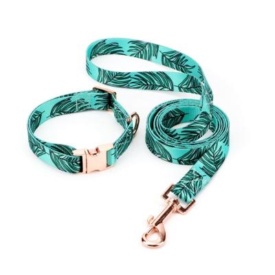 China DETACHED Printed Polyester Fabric Dog Collar and Leash for sale