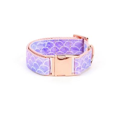 China 2021 New Cotton Personalized Adjustable Dog Collar With Gradient Fish Scale Pattern for sale