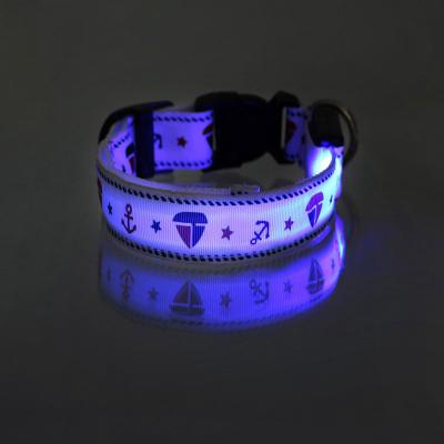 China Personalized Luminous Collar Nylon Pet Dog Glow Night Collar LED Pet Collar for sale