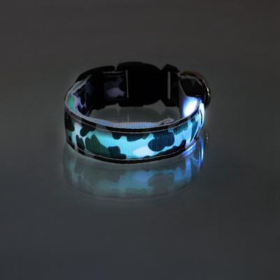 China Personalized Luminous Collar Nylon Pet Dog Glow Night Collar LED Pet Collar for sale