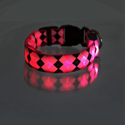 China Personalized LED Dog Collar Night Safety Nylon Fluorescent Dog Collar for sale