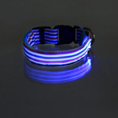 China Custom Wholesale Personalized Pet Dog Collar LED Light Nylon Waterproof Pet Collar for sale