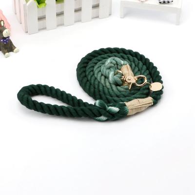 China Personalized Hot Selling Handmade Woven Pet Leash Dark Green Color Amazon Dog Leash Gradient Pet Leash for sale