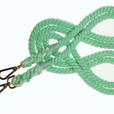 China Custom Woven Handmade Cotton Dog Leash Solid Color Green Dog Leash Green Dog Leash for sale