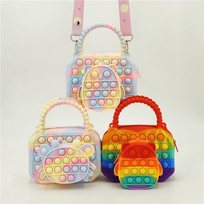 China Crossbody Money Phone Purse For Girls 2022 New Design 2 In 1 Push Pop Coin Purse Shoulder Bag Silicone Bubble Wiggle Toy Crossbody Pop Fidget Handbag Case for sale