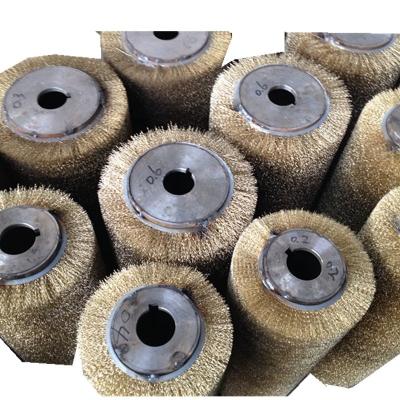 China Surface Cleaning Brush Roll Metal Rollers And Coil Brushes Brass Wire Roller Brush for sale