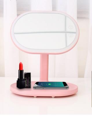 China New Design Multifunctional Mobile Phone 3 in 1 Smart Led Mirror Design Wireless Charger for QI Smart Phones for sale