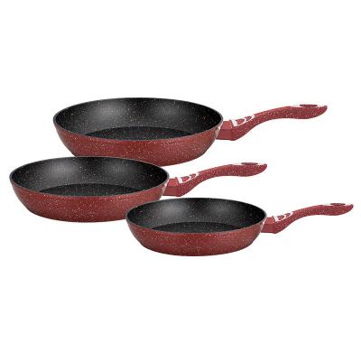 China Traditional high quality family kitchen 3pcs marble coating cookware set aluminum induction non-forged stick stove set for sale