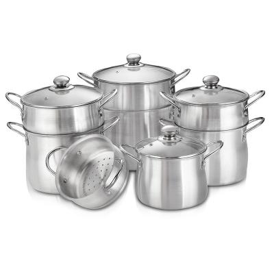 China Viable Factory Wholesale Aluminum Cookware Set Kitchen Granite Pot Steamer Pot With Visible Lid for sale