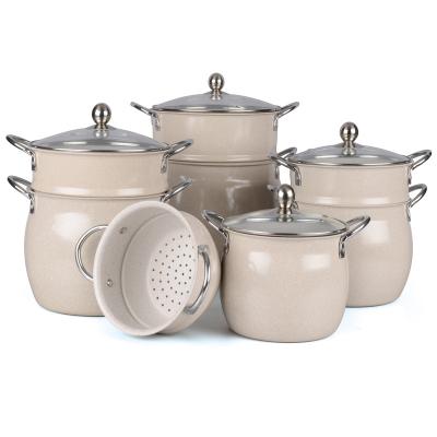 China Viable Store Best Selling Double Layers Steamer Couscous Pot 18-24cm Cooking Pot Set Nonstick Pot With Glass Lid for sale