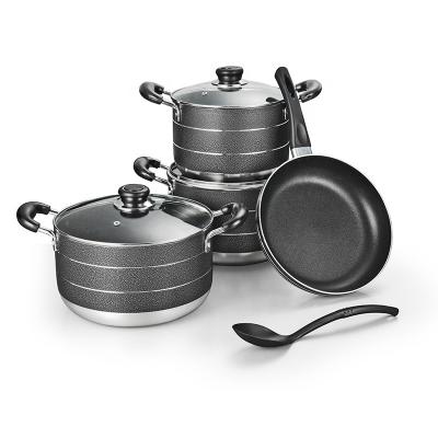 China Sustainable Wholesale Commercial Aluminum Non Stick Ceramic Fry Pan And Casserole Set With Heat Resistant Powder Coating for sale