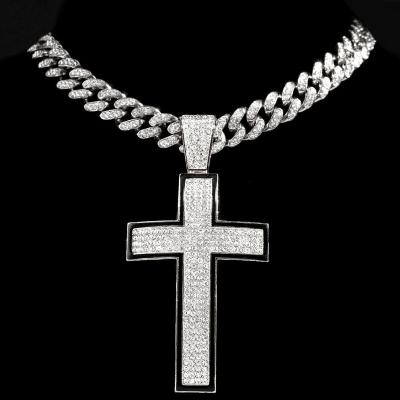 China TRENDY Religious Hip Hop Ankh Necklace For Men Women Stainless Steel Cuban Chain Cross Pendant Necklace Large for sale