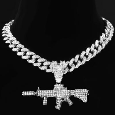 China Trendy Bling Trendy Gun Pendant Necklace For Men Striker Stainless Steel Rope Ak47 Gun Twisted Necklace for sale