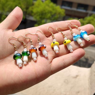 China TRENDY Fashion Gold Plated Colorful Soft Cute Acrylic Earring Hooks Cartoon Mushroom Earrings Jewelry For Women Girls for sale