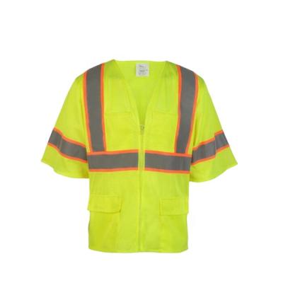 China Water Resistant 100% Polyester Mesh Safety Reflective Pocket Short Sleeve Shirt for sale