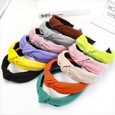 China Fashion Korean Hair Accessories Solid Color Headband Elastic Headband Face Wash Knitting Headband for sale