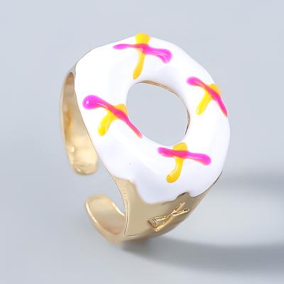 China Creative CLASSIC 2021 fashion alloy drip donut hip hop ring girls rings popular jewelry supply ring for sale