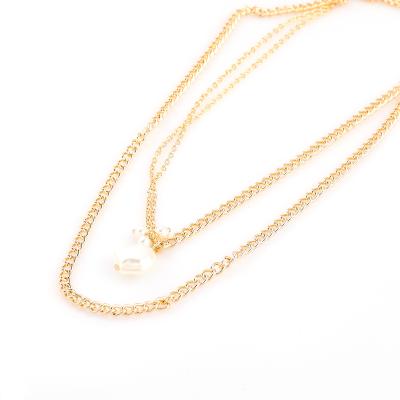 China FASHIONABLE Wholesale Pearl Pendant Necklace Alloy Hip Hop Necklace Girls Simple Clavicle Chain Necklace for sale