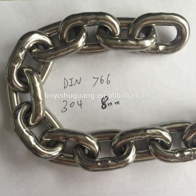 China Drag Chain 8MM Stainless Steel High Strength Link Chain DIN766 SS304 SS316 for sale