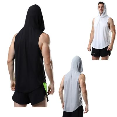 China Ziyi Sports Men's White Cheaoest Sleeveless Vest Drop Shipping Sports Gym Hoodie Vest QUICK DRY for sale