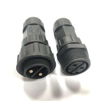 China Outdoor M25 2PIN Lighting Power Cable Male Female Wiring Waterproof Connector for sale