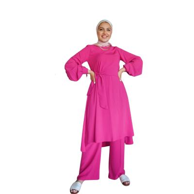 China 2021 New Muslim Women Malaysia Women Plain Color Top And Pant Suit MSL091010 for sale