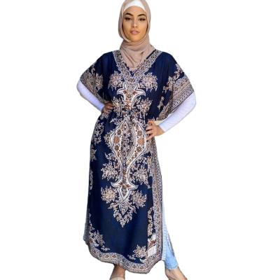 China Muslim Middle Eastern Malay Dress Batwing Waist Drawstring Daily Oversized Long Skirt Blouse for sale