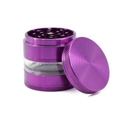 China Weed 63mm Transparent Zinc Alloy Herb Grinder For Window Teeth Spice Smoking for sale