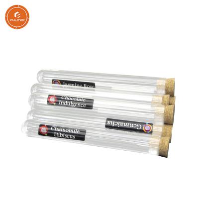 China Handmade Wholesale Cheap Clear Plastic Tea Packaging Test Tube Tube With Cork Cover for sale