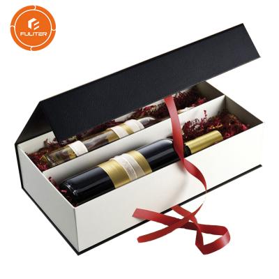 China Handmade Magnetic Closure Bottle Packaging Hard Cardboard Wine Set Gift Box for sale