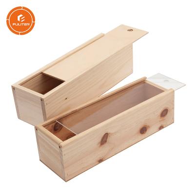 China Custom wholesale handmade custom bulk cheap wooden wine boxes with sliding acrylic cover for sale