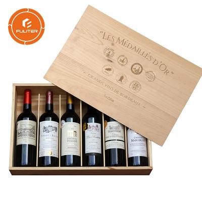 China Handmade 6 Bottle Custom Unfinished Wine Packing Wooden Craft Wine Boxes for sale