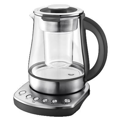 China Food Grade Teapot Digital Health Base 1.5L 1500W 360 Degree Glass Kettle Glass Rotating Multifunctional Electric Kettles for sale