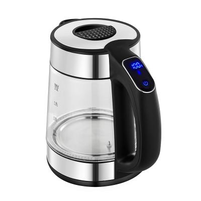 China Home Appliance 360 ​​Degree Rotation Low Borosilicate Glass Smart Electric Kettle 2.0L 1500W With Touch Screen Display for sale