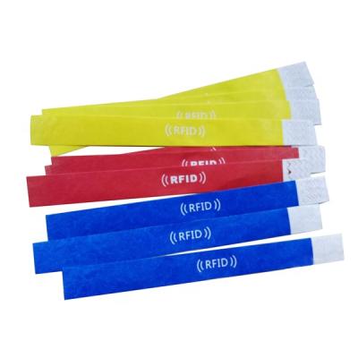 China Access Control 13.56MHz Disposable Customized Printing Waterproof / Waterproof Paper Access Control RFID Disposable Wristband For Events for sale