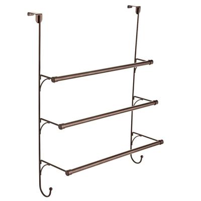 China Fashion Over - Door 3 Tier Bathroom Towel Rack Holder With Hooks Bathroom Towel Organizer Holder Metal Towel Rail for sale