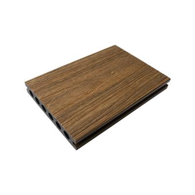 China Eco-Friendly Composite Wood Plastic Exterior Decking Co-Extrusion Craft Latest Wood Grain Finish for sale