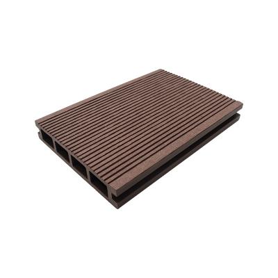 China Eco-friendly grain wpc wood texture exterior decking Co-extruded round holes waterproof fireproof anti-slip UV-resistance for sale